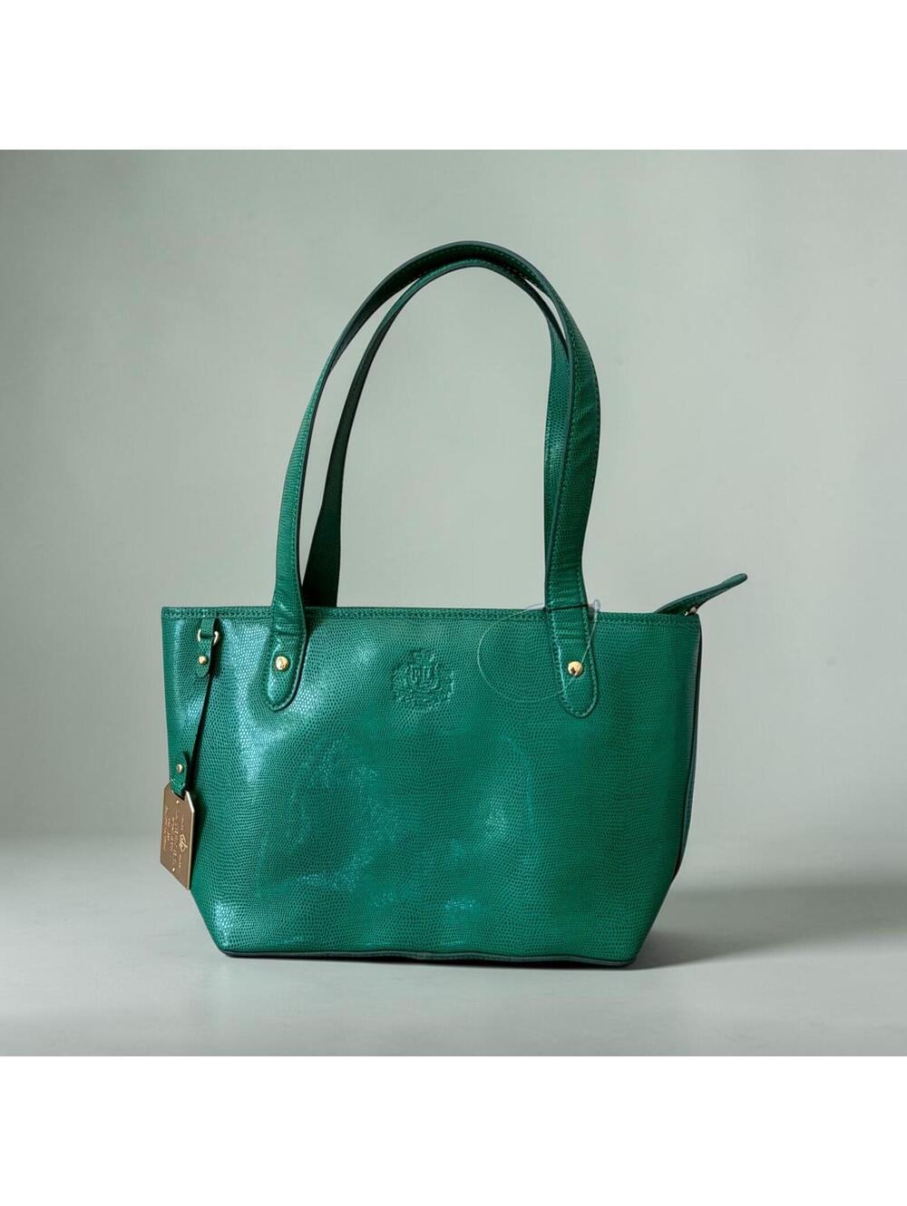 Lauren Ralph Lauren Green Leather Tote Bag